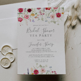 シンプル ワイルドフラワー ブライダル シャワー ティーパーティー 招待状