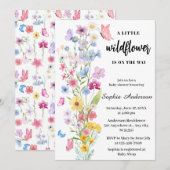 シンプル ワイルドフラワー ボヘミアンフラワーニュートラルベイビーシャワー 招待状 (正面/裏面)