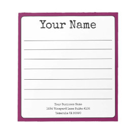 シンプル ワインカラー レトロ お名前追加可能 ライン入り ノートパッド