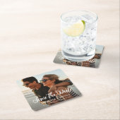 シンプル ワンフォト ウェディング セーブ・ザ・デート スクエアペーパーコースター (インサイチュ)