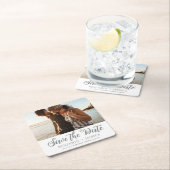 シンプル ワンフォト ウェディング セーブ・ザ・デート スクエアペーパーコースター (インサイチュ)