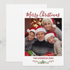 シンプル ワンフォト カスタム ファミリー フラット ホリデー カード