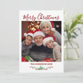 シンプル ワン フォト カスタム ファミリー フラット ホリデー カード (スタンド正面)