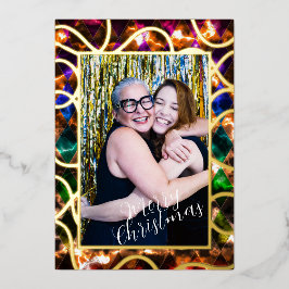 シンプル ワン フォト マルチカラー ホリデー カード