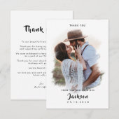 シンプル ヴィンテージ ブラシ フォト ウェディング サンキューカード (正面/裏面)