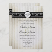 シンプル ヴィンテージ モダン ブラック ベージュ 招待状 (正面/裏面)
