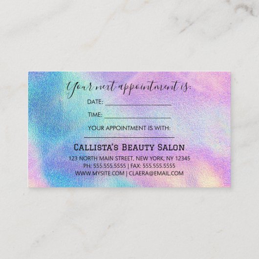 シンプル 予約カード (裏面)