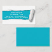 シンプル、元のターコイズによって裂かれるペーパーデザイン… 名刺 (正面/裏面)