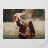 シンプル |写真のクリスマス（横） 箔シーズンカード (正面)