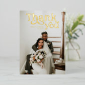 シンプル |写真結婚ありがとう 箔招待状 (立ち正面)