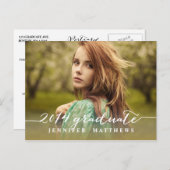 シンプル | 卒業パーティー招待状 インビテーションポストカード (正面/裏面)