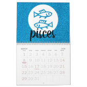 シンプル〔占星術の〕十二宮図グリッター誕生石図 カレンダー (3月 2026)