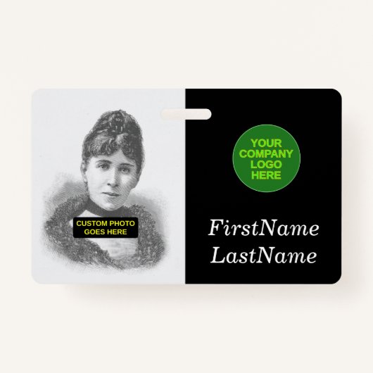 シンプル、基本的な従業員/スタッフポートレートバッジ バッジ (正面)