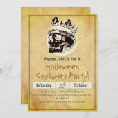 シンプル 大人 ヴィンテージ ハロウィンパーティー ゴシック スカル 招待状 (正面/裏面)