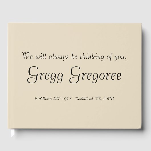 シンプル&尊敬悔やみや弔慰ゲストブック ゲストブック (正面)