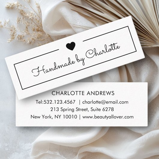 シンプル、手書き、"手作り"ミニ名刺 スキニー名刺