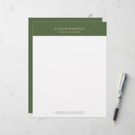 シンプル 森の緑 リネン ゴールド タイポグラフィ レターヘッド
