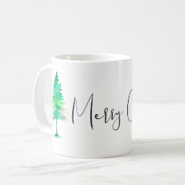 シンプル、水彩クリスマスパインカスタム木 コーヒーマグカップ