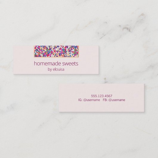 シンプル、洗練されたパティシエモダンシェフピンク スキニー名刺 (正面/裏面)