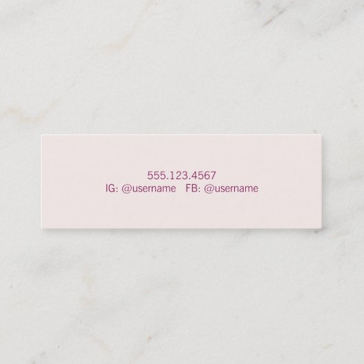 シンプル、洗練されたパティシエモダンシェフピンク スキニー名刺 (裏面)