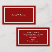 シンプル：白い縞模様、赤い背景 名刺 (正面/裏面)