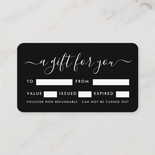 シンプル – 白黒ギフト券 名刺 (正面)