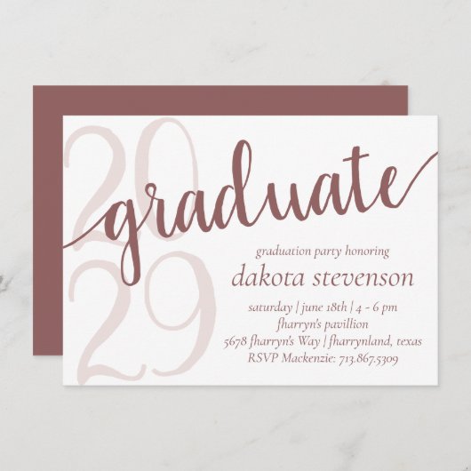 シンプル | 砂漠バラフローリッシュ 招待状 (正面/裏面)