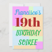 シンプル「第19誕生日SOIREE」 招待状 (正面)