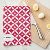 シンプル。 純粋。 正直-赤く及び白い台所タオル キッチンタオル (四つ折り)