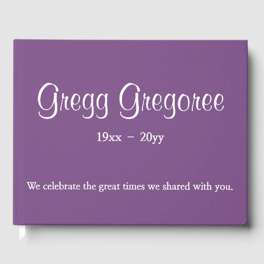シンプル・紫の葬儀帳 ゲストブック (正面)