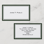 シンプル：緑と白のフレーム、白の背景 名刺 (正面/裏面)