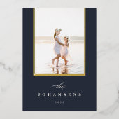 シンプル |縦エレガント写真 箔シーズンカード (正面)