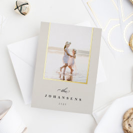 シンプル |縦エレガント写真 箔シーズンカード