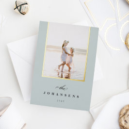 シンプル |縦エレガント写真 箔シーズンカード