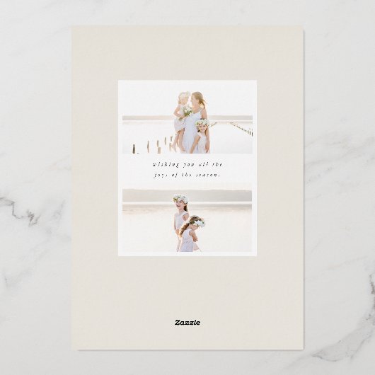 シンプル |縦エレガント写真 箔シーズンカード (裏面)