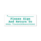 シンプル「署名して戻る」と名前 セルフインキングスタンプ (デザイン)