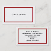 シンプル：赤い縞模様、白い背景 名刺 (正面/裏面)