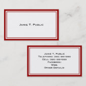 シンプル:赤と白のフレーム、白の背景 名刺 (正面/裏面)