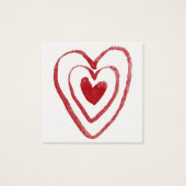 シンプル、赤水色ネスティングハート9ノートカード (正面)