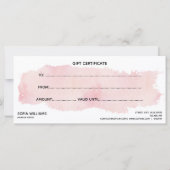 シンプル&赤面モダンピンク証明書ギフトカード (裏面)