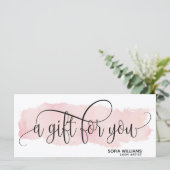 シンプル&赤面モダンピンク証明書ギフトカード (スタンド正面)