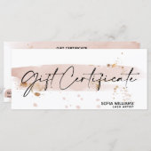 シンプル&赤面モダンピンク証明書ギフトカード (正面/裏面)