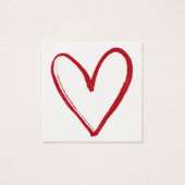 シンプル、赤、水彩ハート概要6ノートカード (正面)