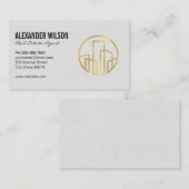 シンプル |金ゴールド建物アイコン 名刺 (正面/裏面)