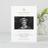 シンプル·金ゴールド·スター·オブ·デイビッド|フォトバー(ユダヤ教の)バル・ミツバー 招待状 (スタンド正面)