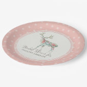 シンプル〔雄ジカの〕枝角モダンドットパターンフローラバラ ペーパープレート (アングル)