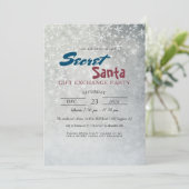 シンプル&雪エレガント片シークレットサンタパーティー 招待状 (スタンド正面)