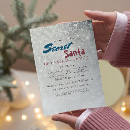 シンプル&雪エレガント片シークレットサンタパーティー 招待状