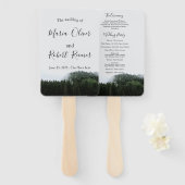 シンプル、霧の多い松雨林結婚の ハンドファン (正面&裏面)