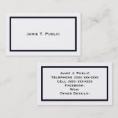 シンプル：青い縞模様、白い背景 名刺 (正面/裏面)